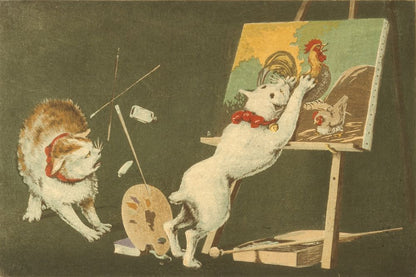 Canvas and Cats - by Kobayashi Kiyochika