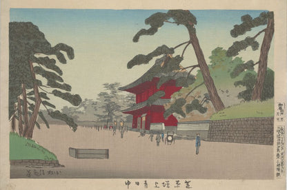 Daytime at Zōjōji temple in Shiba - by Kobayashi Kiyochika