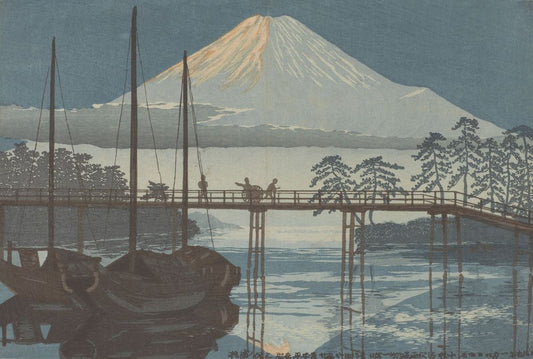 Anchored boats at Miho - by Kobayashi Kiyochika