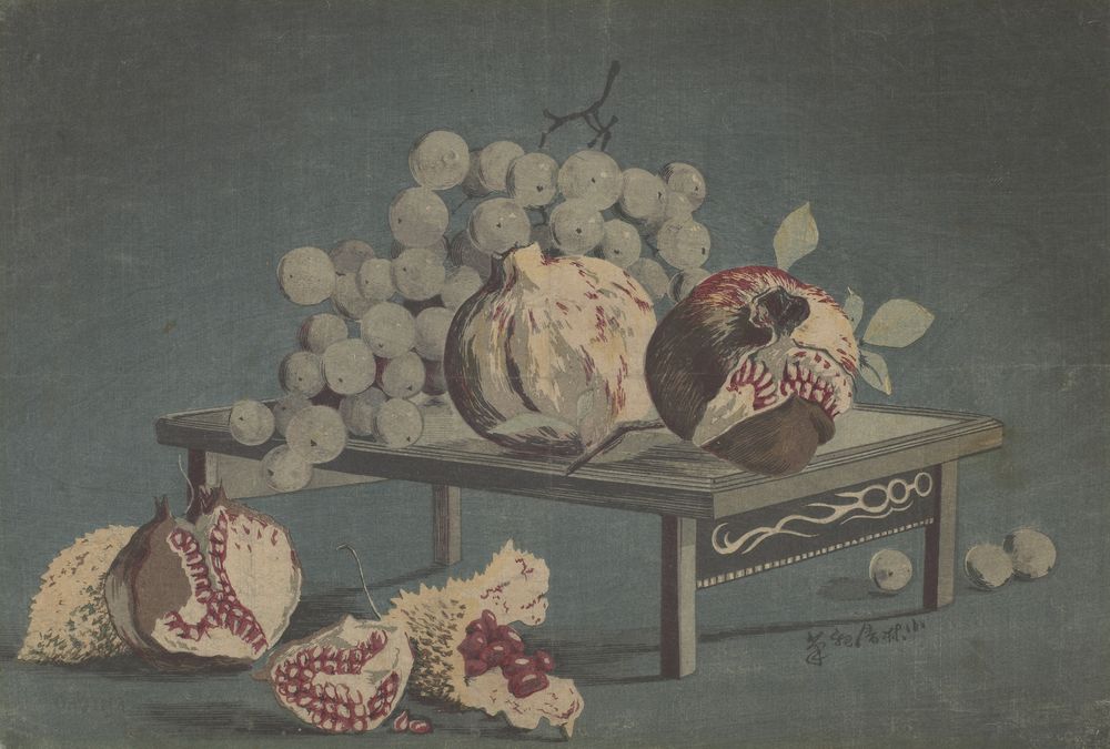 Pomegranates and Grapes - by Kobayashi Kiyochika