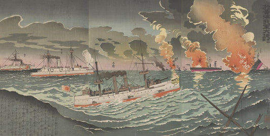 Our Forces' Great Victory in the Battle of the Yellow Sea, Fourth Illustration - by Kobayashi Kiyochika