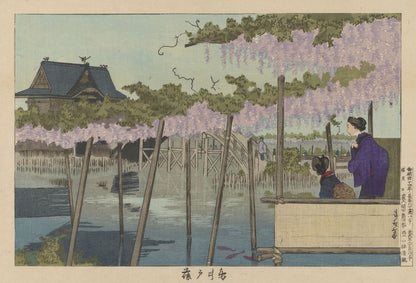 Wisteria at Kameido - by Kobayashi Kiyochika