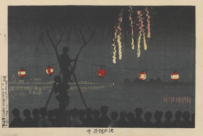 Fireworks at Ike-no-Hata - by Kobayashi Kiyochika