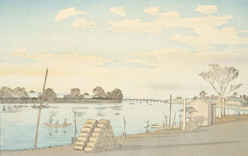 Fujimi Ferry, the River Ōkawa - by Kobayashi Kiyochika