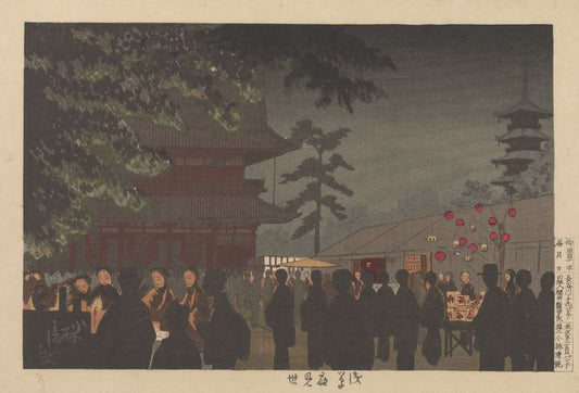 Night Stalls at Asakusa - by Kobayashi Kiyochika