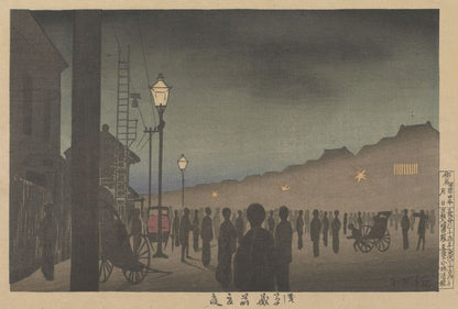 Summer Night at Asakusa Kurama'e - by Kobayashi Kiyochika