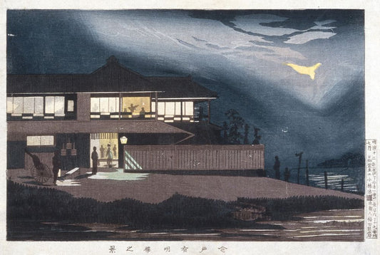 The Ariakerō in Imado - by Kobayashi Kiyochika