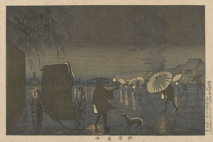 Rainy Night at Yanagiwara - by Kobayashi Kiyochika