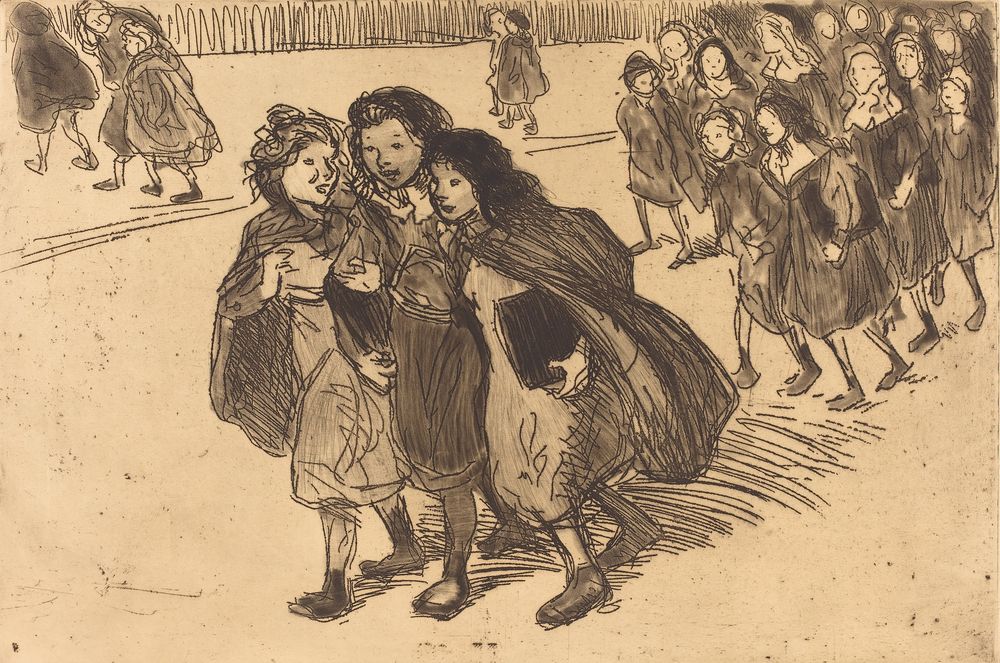 Girls Coming from School (Gamines sortant de l'ecole) - by Théophile Steinlen