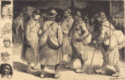 Soldiers on Leave - Night Scene (Permissionnaires - Effet de Nuit) - by Théophile Steinlen