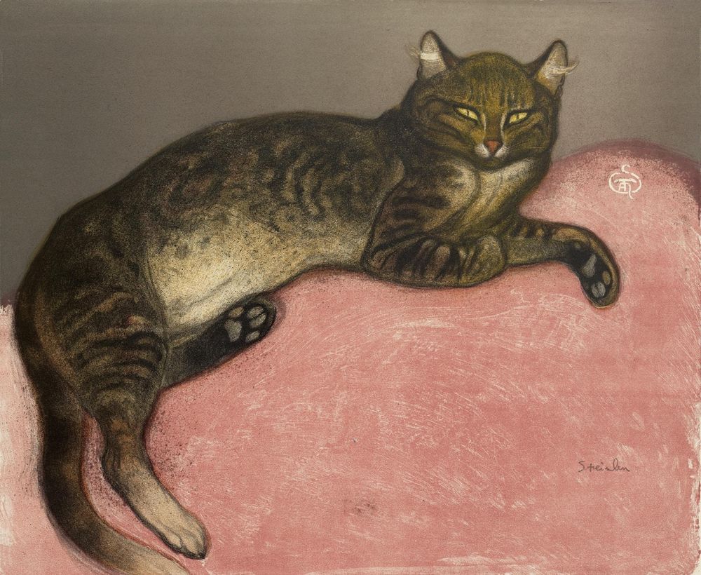 Winter - Cat on a Cushion - by Théophile Steinlen