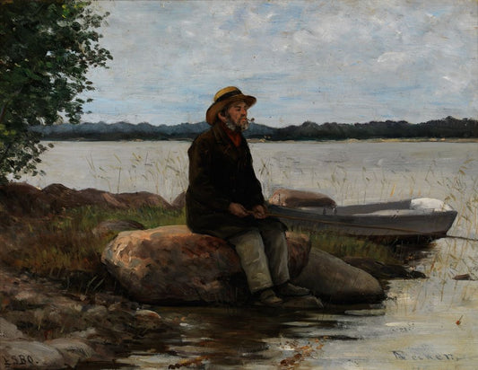 An angler - by Adolf von Becker