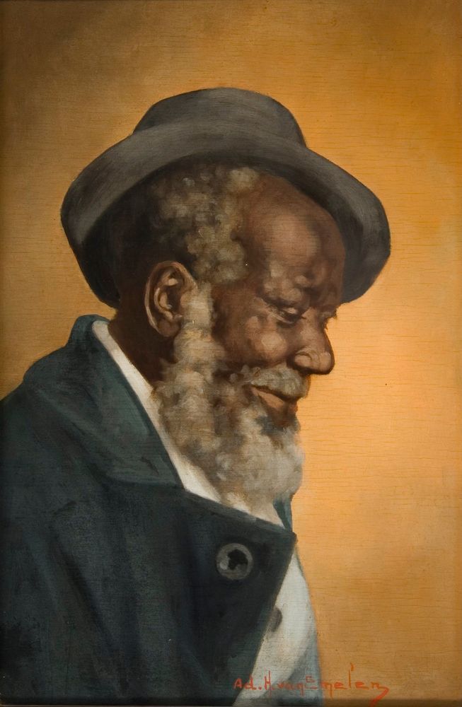 Negro de perfil com chapéu* - by Adrien Henri Vital van Emelen