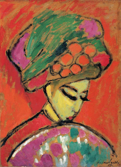 Young Girl with a Flowered Hat, 1910 - by Alexej von Jawlensky