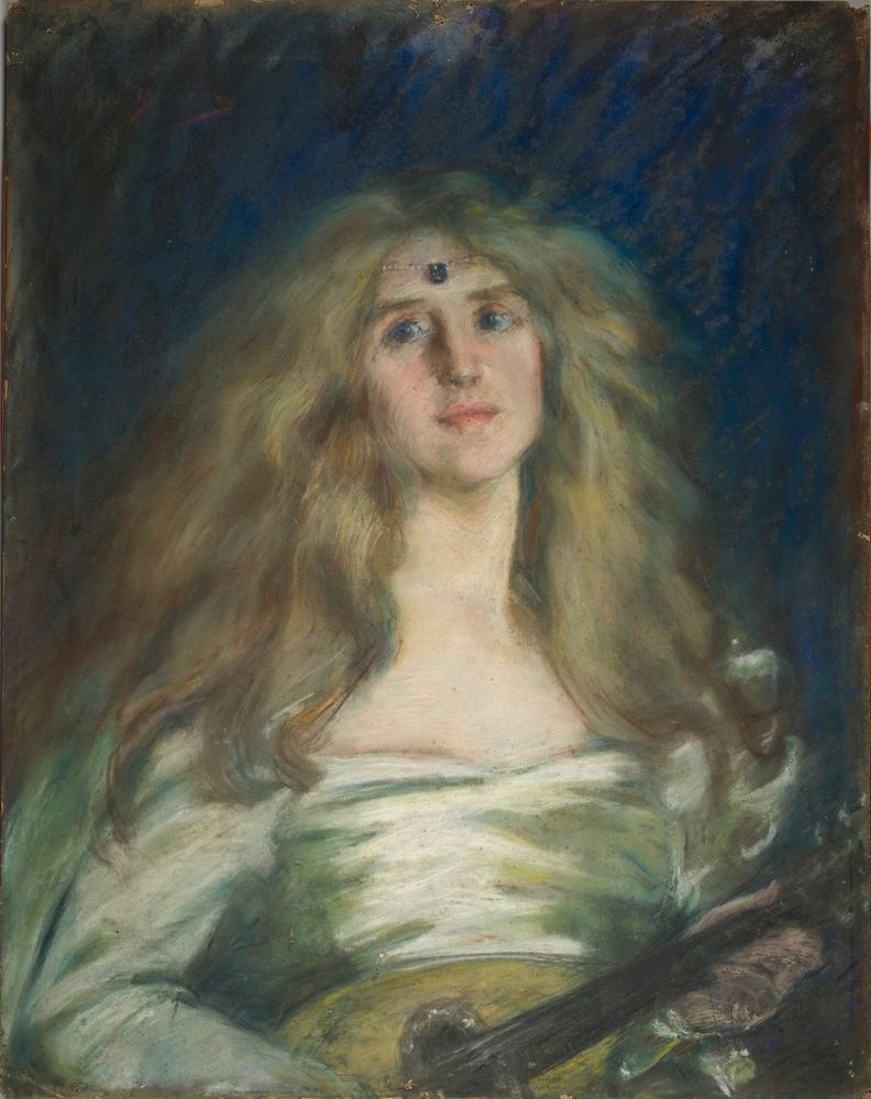 Natalie with Mandolin - by Alice Pike Barney