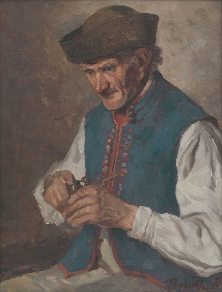 Shepherd with a tobacco pipe - by Andor Borúth