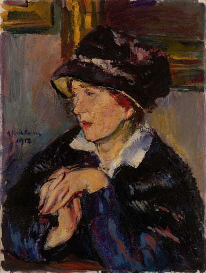 Woman with a Dark Hat - by Anton Faistauer