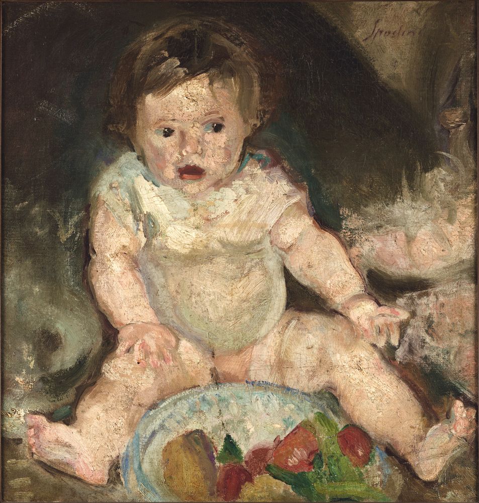 Boy with a plate of fruits - by Armando Spadini