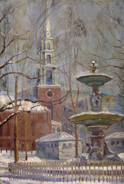 Park Street at Boston Commons - by Arthur Clifton Goodwin