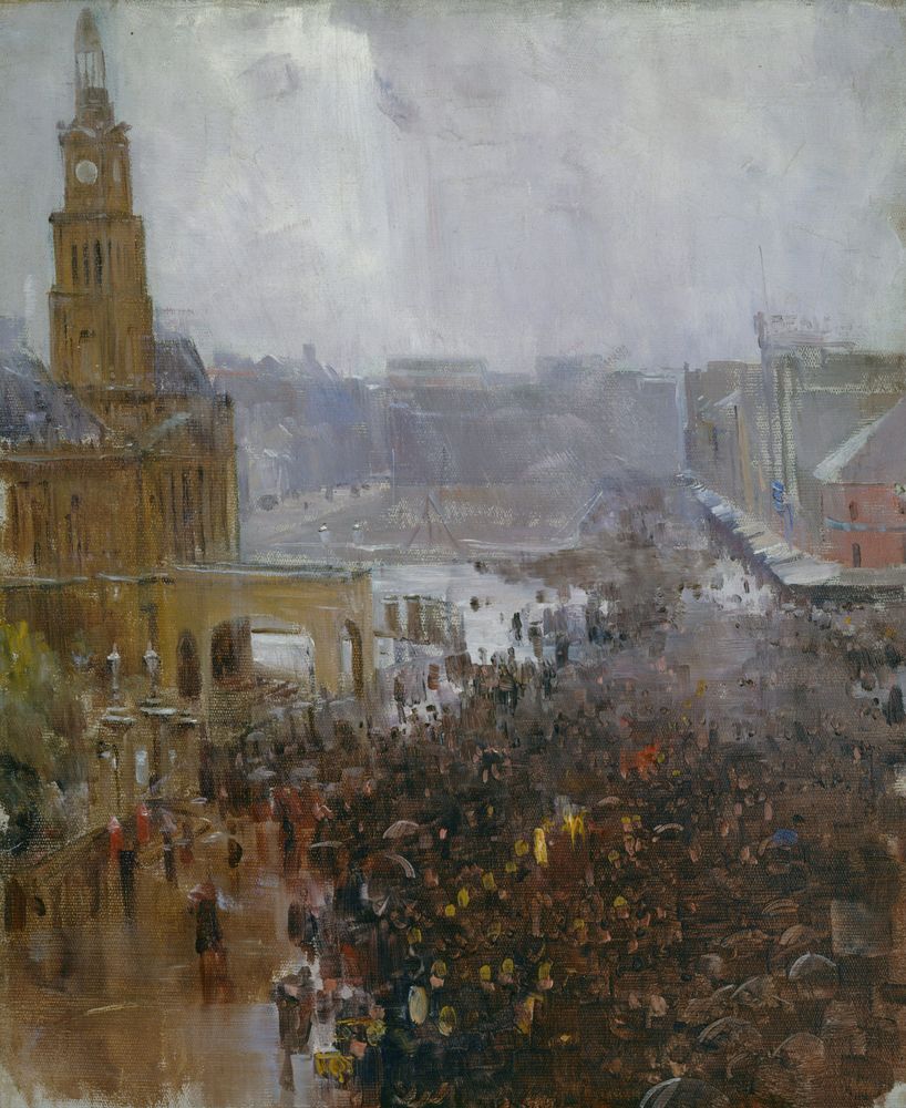 Fireman's funeral, George Street - by Arthur Streeton