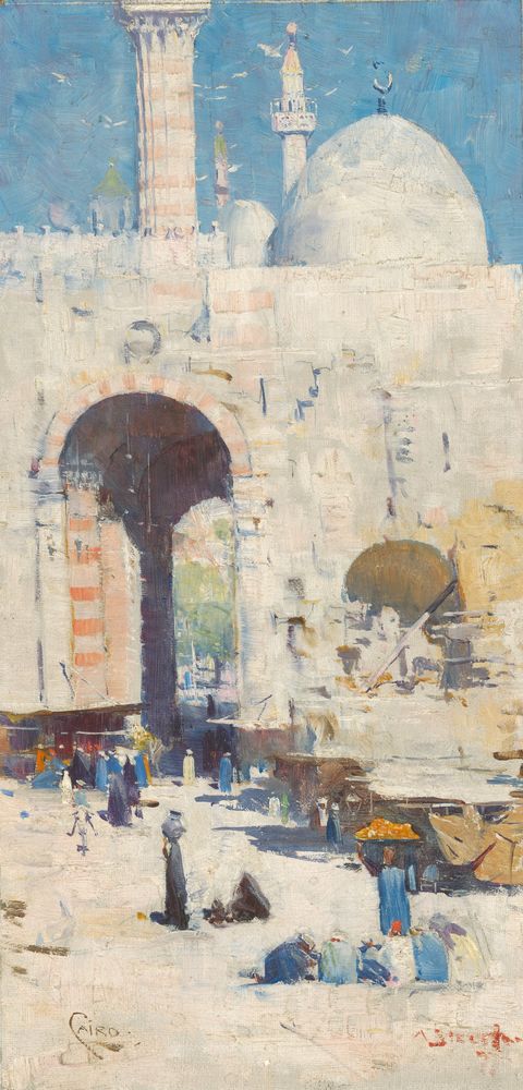 Cairo street [or Mosque, Sultan Hassan] - by Arthur Streeton