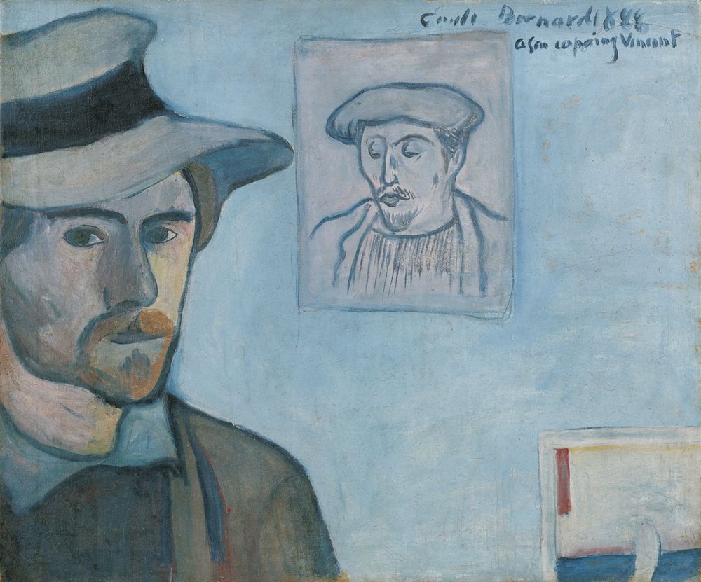 Self-Portrait with Portrait of Gauguin - by Émile Bernard