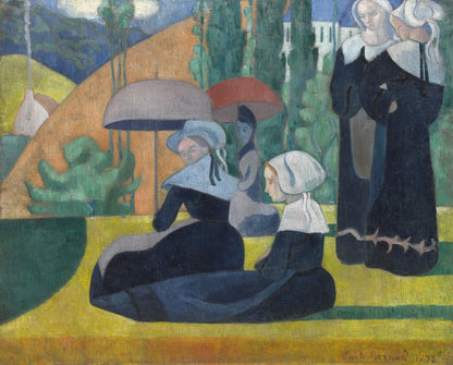 Breton Women with Umbrellas - by Émile Bernard