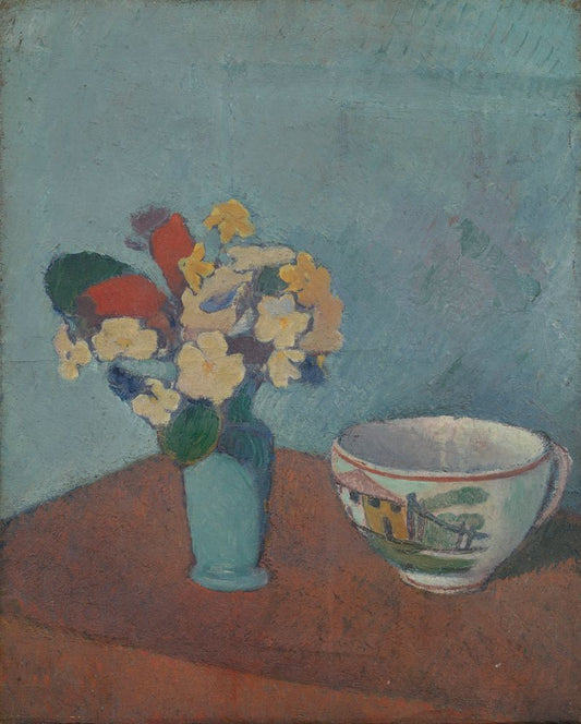 Vase with flowers and cup - by Émile Bernard