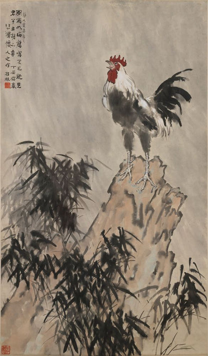 The Rooster Crows in the Wind and Rain - by Xu Beihong