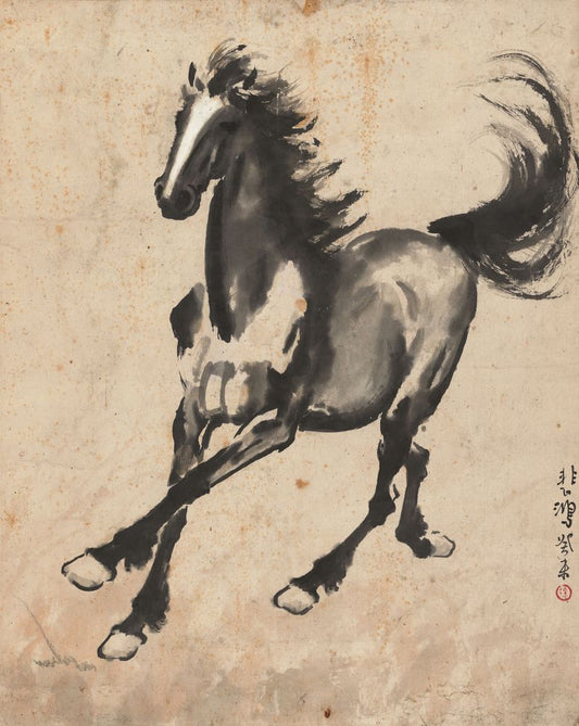 The Hanging Scroll of Horse Painted by Xu Beihong - by Xu Beihong