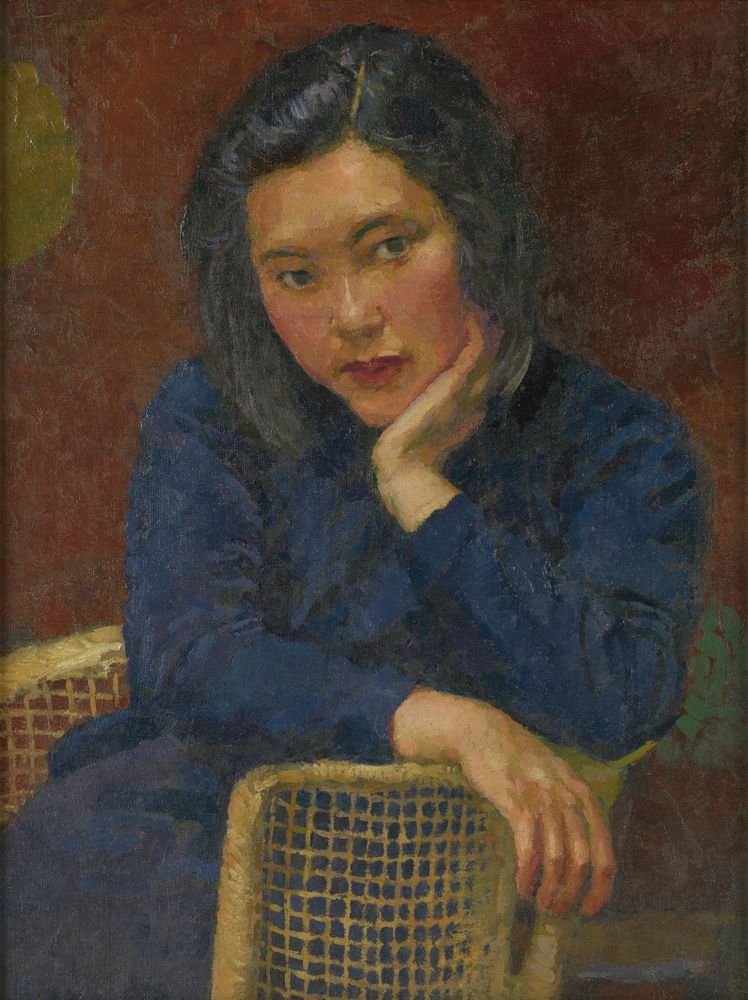 Portrait of Xu's Wife, Liao Jingwen - by Xu Beihong