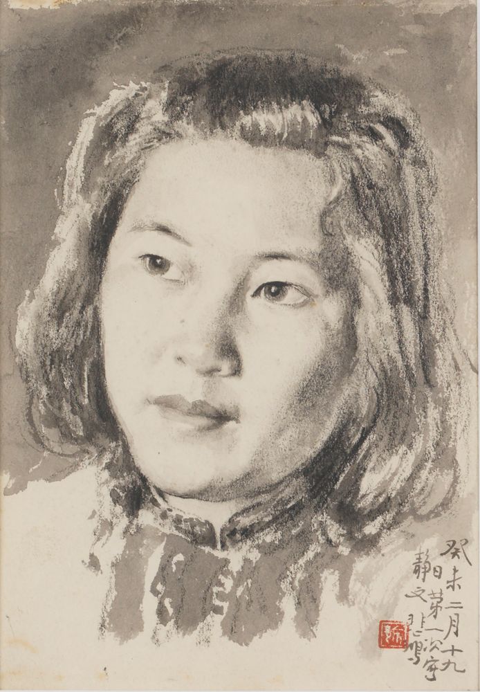 Portrait of Xu’s Wife, Liao Jingwen - by Xu Beihong