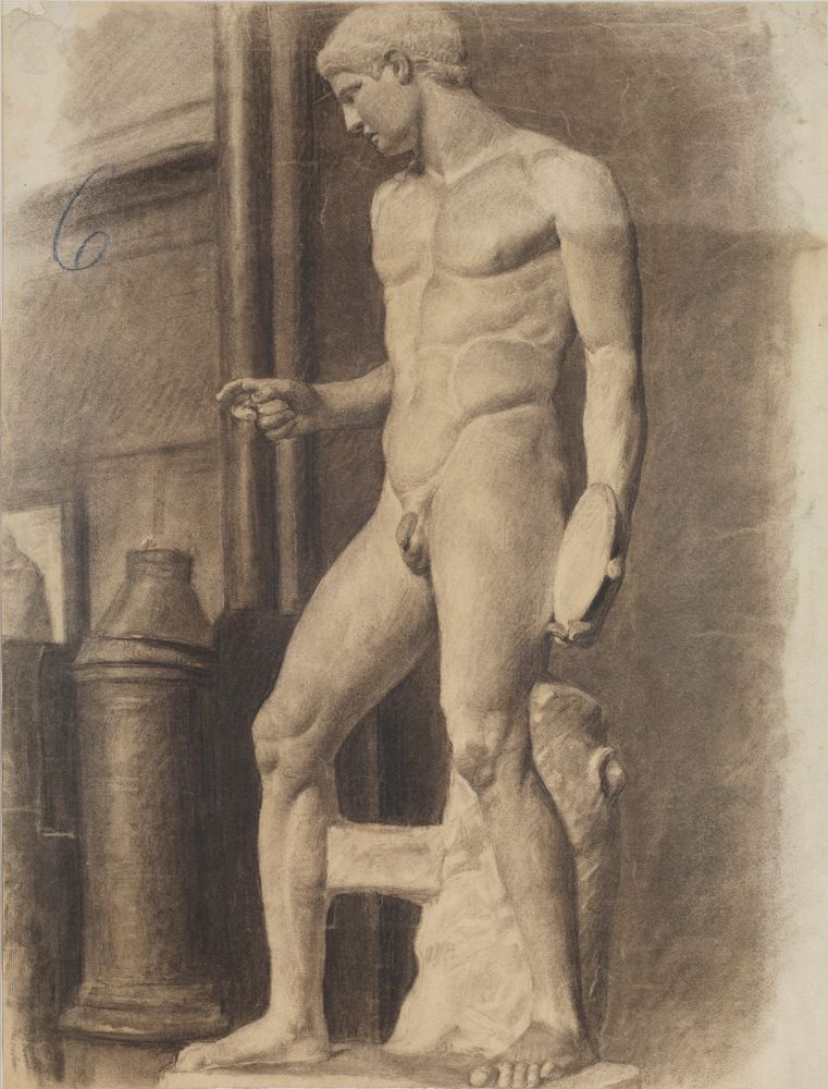 Male Nude in Plaster - by Xu Beihong