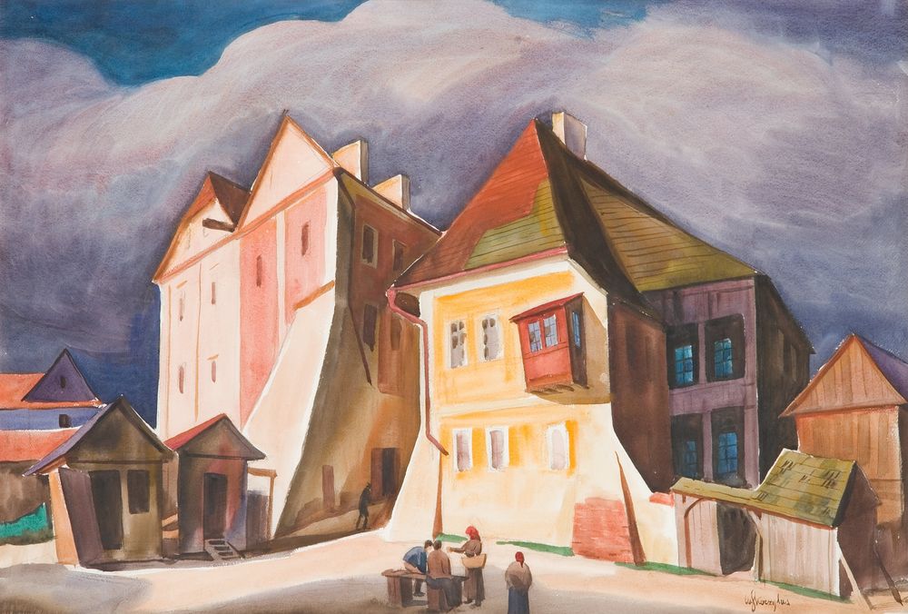 A street in Kazimierz on the Vistula - by Władysław Skoczylas