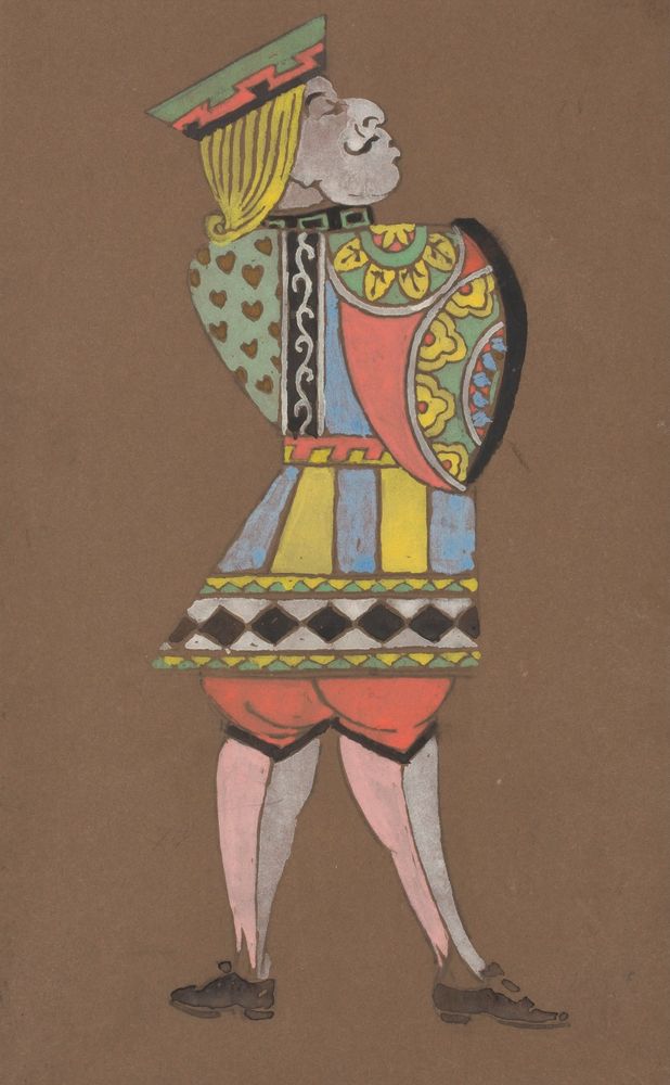 Knave of Hearts (costume design for Alice-in-Wonderland) - by William Penhallow Henderson