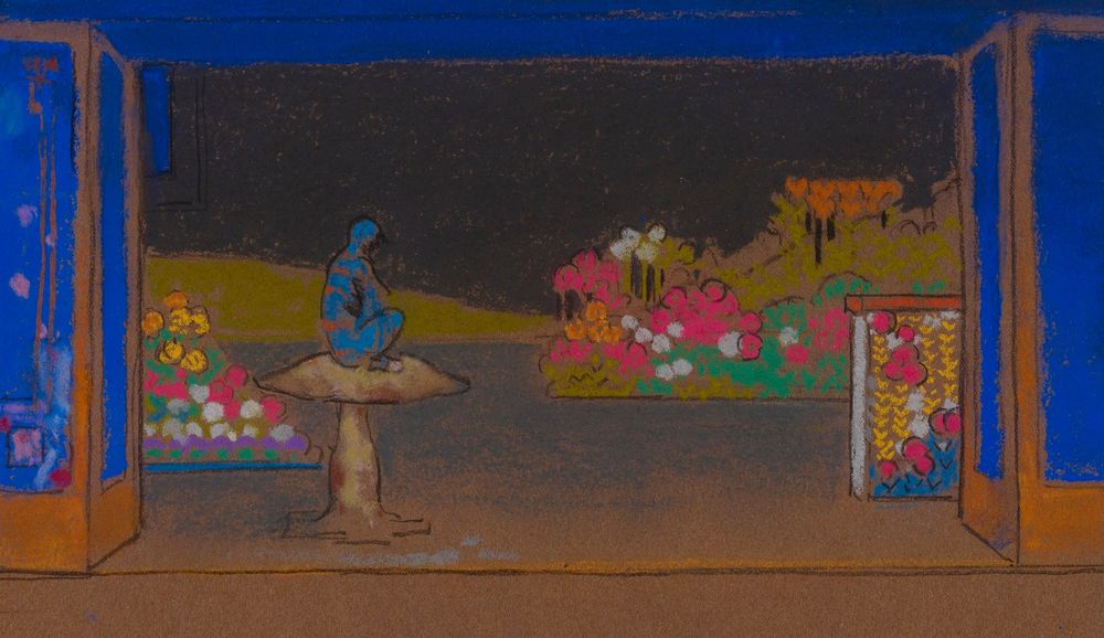 Garden of Flowers (set design for Alice-in-Wonderland, 1915) - by William Penhallow Henderson