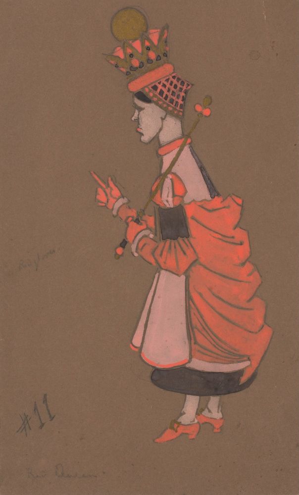 Red Queen (costume design for Alice-in-Wonderland) 1915) - by William Penhallow Henderson