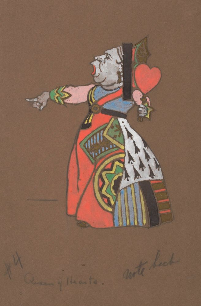 Queen of Hearts (costume design for Alice-in-Wonderland) - by William Penhallow Henderson