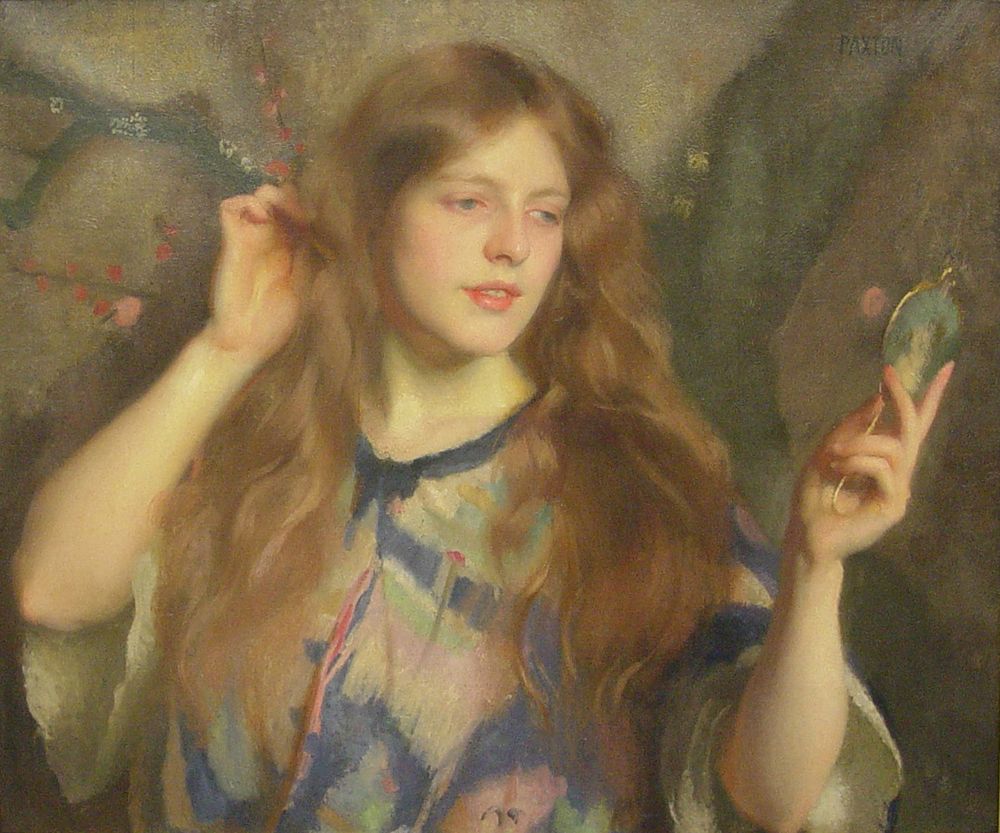 Girl with a Hand Mirror - by William McGregor Paxton