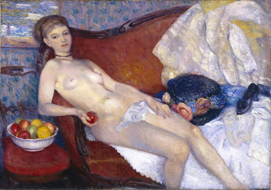 Nude with Apple - by William Glackens