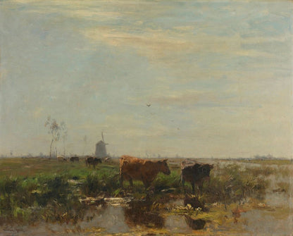 Weide met koeien aan het water - by Willem Maris