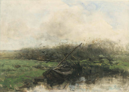 Roeiboot in een sloot - by Willem Maris