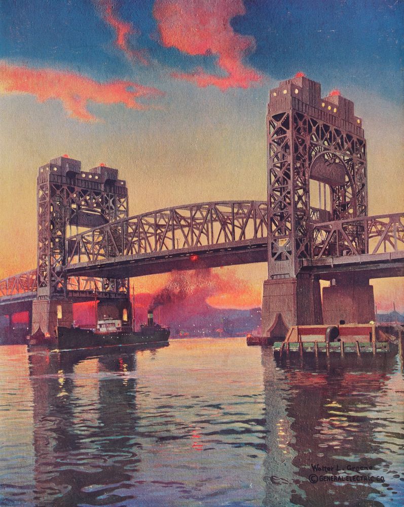 Harlem River Crossing of the Triborough Bridge - by Walter L. Greene