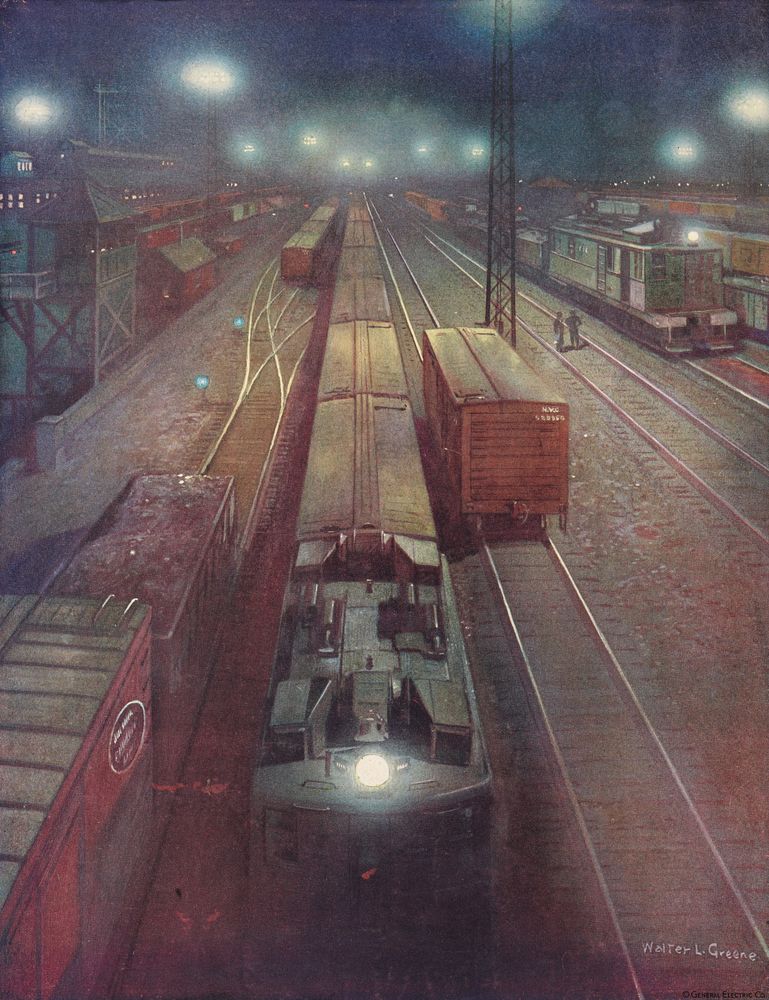 Electricity in the Railroad Yard - by Walter L. Greene