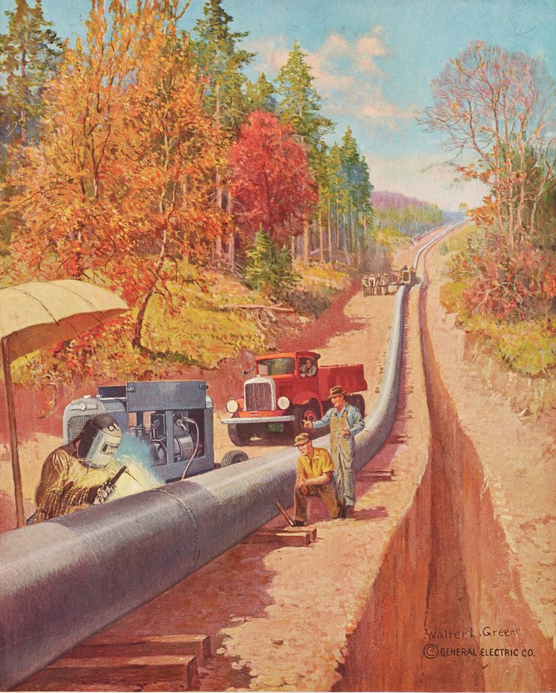 Arc-Welding Helped Speed Construction of the "Big-Inch" Oil Pipe Line - by Walter L. Greene