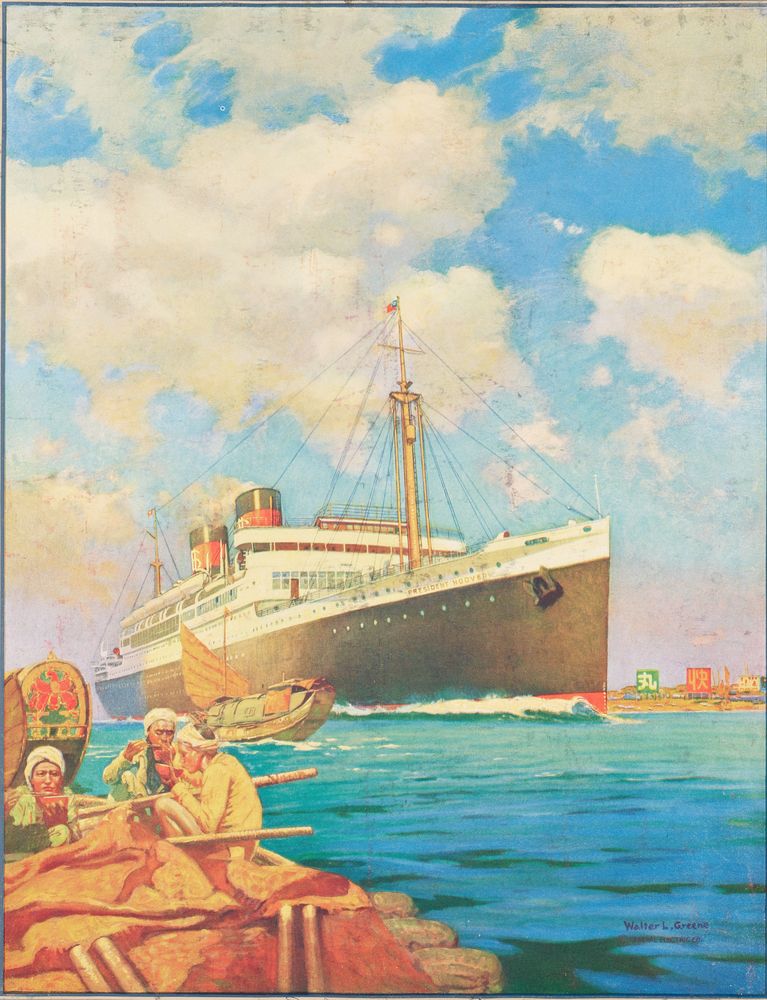 The Dollar Liner, President Hoover, at the Harbor Shanghai - by Walter L. Greene