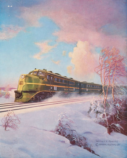 Speeding to Boston the All-weather Way - Back of a 4000-hp Diesel-electric Locomotive - by Walter L. Greene