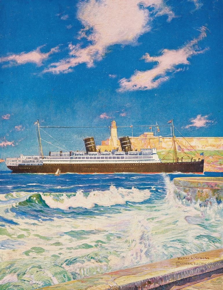 The All-Electric Ward Liner Morro Castle entering Havana Harbor - by Walter L. Greene