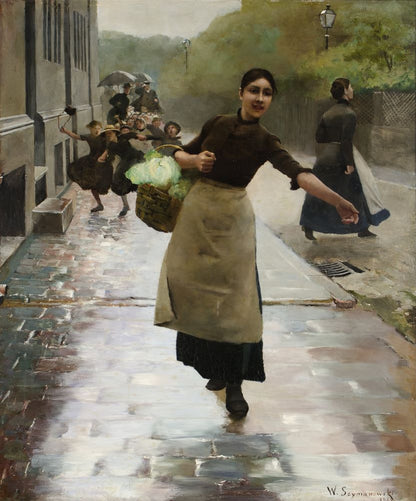 Girl with the shopping - by Wacław Szymanowski