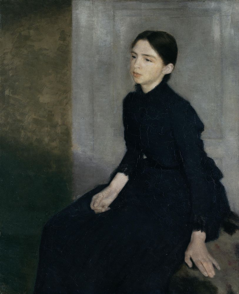 Portrait of a young woman. The artist's sister Anna Hammershøi - by Vilhelm Hammershøi